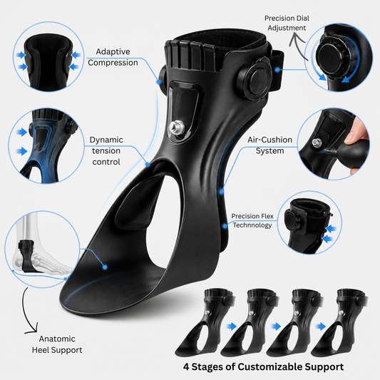 StepWell - Drop Foot Brace Orthosis Drop Foot Ankle Support with Comfortable Adjustable Buckle for Hemiplegia Stroke Shoes Walking